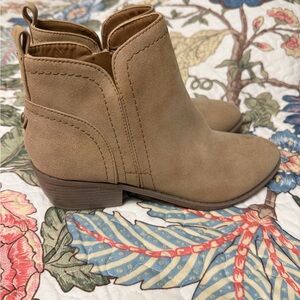 G by Guess Taupe Suede Ankle Booties